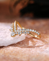 PHOEBE Vintage Moissanite Double Layer Curved Wedding Band